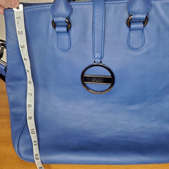 ARMANI COLLEZIONI Blue Calf Leather Tote Shoulder Bag Cross Body Work Travel - Picture 10 of 11